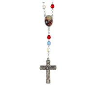 Holyart Chapelet Très Sainte Trinité Crucifix Grains Bleus Blancs Transparents 7 mm