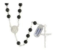 Holyart Chapelets argent: Chapelet argent 925 hématite noire Saint Joseph 6 mm