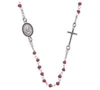 Holyart Chapelets argent: Chapelet tour de cou Padre Pio rouge zircons noirs argent 925