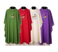 Holyart Chasuble brodée avec étole Logo Officiel Jubilé 2025 Rome, Rouge