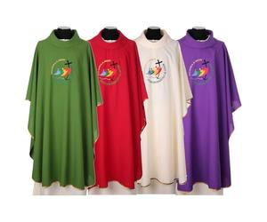 Holyart Chasuble brodée avec étole Logo Officiel Jubilé 2025 Rome, Vert
