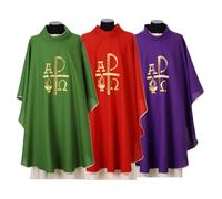 Holyart Chasuble Broderie Paix Alpha et Oméga, Violet