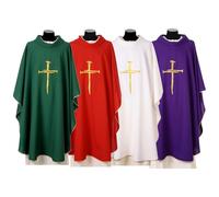 Holyart Chasuble Croix Clou Fil doré Vebi Confezioni, Vert
