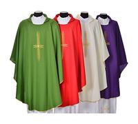 Holyart Chasuble liturgique Croix dorée 100% Polyester, Violet