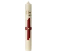 Holyart Cierge Pascal Croix Rouge Ton sur Ton 60x8 cm