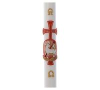 Holyart Cierge Pascal Renfort Agneau Croix Cire Blanche 8x120cm