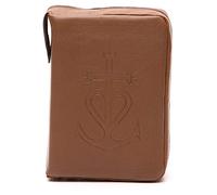 Holyart Couverture Liturgie des Heures 4 vol. Ancre Salut Cuir Brun Fermeture éclair