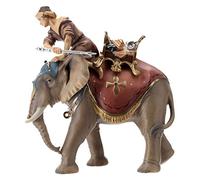 Holyart Crèche Noël Val Gardena: Groupe éléphant bardé avec Bijoux crèche Original Bois Peint Val Gardena 10 cm
