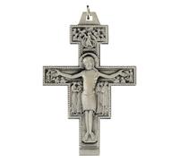 Holyart Croix de Saint-Damien argentée en Laiton 8x6 cm