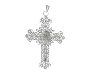Holyart Croix épiscopale Filigrane Argent 800 Corps du Christ