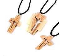 Holyart Croix Pendentif, en Bois d'olivier stylisée