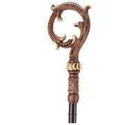 Holyart Crosse épiscopale en Bois sculpté Finitions en Or avec Mallette et Flacon d'huile Sainte