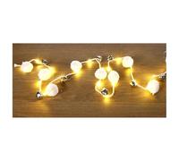 Holyart Guirlande Lumineuse 140 cm Pompons Laine et clochettes 20 Nano-LEDs Blanc Chaud