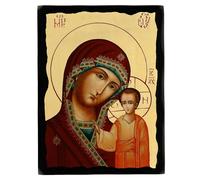 Holyart Icône Russe Notre-Dame de Kazan Black and Gold 30x20 cm
