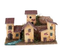 Holyart Maisons, milieux, ateliers, puits: Ensemble de Maisons en rangée avec ruisseau 20x10x10 cm crèche 8-10 cm