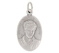 Holyart Médaille Ovale Carlo Acutis et Saint François en Laiton argenté 25x15 mm