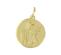 Holyart Médaille Sainte Catherine 14 mm Argent 925 doré Ronde