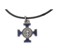Holyart Pendentif croix: Collier croix celtique St Benoit bleue 2x2