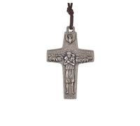 Holyart Pendentif croix: Collier croix Pape François 5x3,4cm corde
