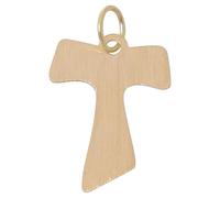 Holyart Pendentif croix: Tau or jaune 750/00 effet bois 1,55 gr