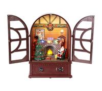 Holyart Radio Vintage avec Père Noël et Foyer, Musique, Mouvement et lumières 21x13x31 cm