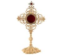 Holyart Relicaire Croix avec Zircon Rouge Laiton doré