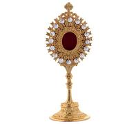 Holyart Reliquaire en Laiton doré avec Pierres synthétiques Blanches