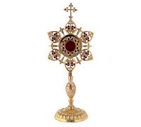Holyart Reliquaire Pierres colorées Fleur Laiton doré