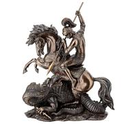 Holyart Saint Georges Combat Le Dragon résine Effet Bronze 30 cm Veronese Design