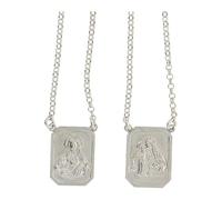 Holyart Scapulaire en Argent 925 Notre-Dame du Mont-Carmel et Sacré-Coeur