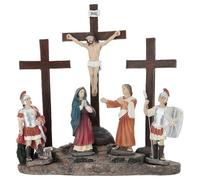 Holyart Set Crucifixion de Jésus 10 cm résine Peinte crèche de Pâques