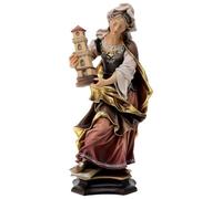 Holyart Statue Sainte Barbe de Nicomédie avec Tour Bois Peint Val Gardena, 10 cm (3.94 inc.)