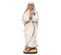 Holyart Statue Sainte Mère Teresa de Calcutta Bois Peint Val Gardena, 12 cm (4.73 inc.)