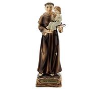 Holyart Statues en résine et PVC: Saint Antoine de Padoue Base dorée Statue résine 15 cm