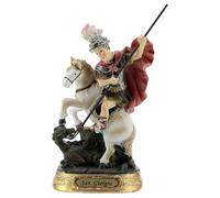 Holyart Statues en résine et PVC: Saint George Tue Le Dragon Cheval Blanc Statue résine 12 cm