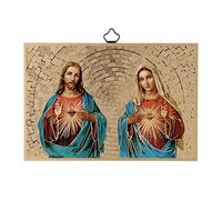 Holyart Tableaux, gravures, manuscrit enluminé: Impression sur bois Sacré Coeur de Jésus et de Marie