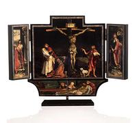 Holyart Tableaux, gravures, manuscrit enluminé: Retable d'Issenheim triptyque imprimé bois 21x30 av