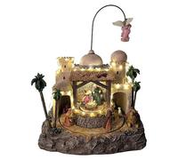 Holyart Villages de Noël Miniatures: Village de Noël illuminé Nativité Ange avec transformateur 35x25x40 cm