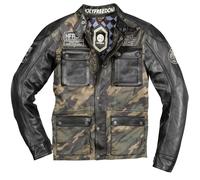 HolyFreedom Quattro Camo Blouson de moto en cuir/textile, noir/camouflage, Taille M