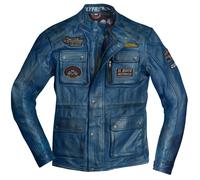 HolyFreedom Quattro Evolution Blouson de moto en cuir, bleu, taille L pour homme