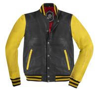 HolyFreedom Varsity College Blouson en cuir, noir/jaune, Taille M
