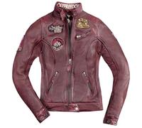 HolyFreedom Zero Blouson en cuir de moto pour femmes, Rouge bordeaux, Taille M