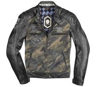 HolyFreedom Zero Camo Blouson de moto en cuir/textile, noir/camouflage, Taille L
