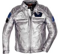 HolyFreedom Zero Totem Blouson de moto en cuir, Argent, Taille XL