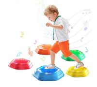 Holyton Music & Light up stepping stones for kids,5 pcs stepping stones,Non-Slip,Encourage Toddler Balance,toddler stepping stones,sensory stepping stones for 3 4 5 6 years old,Indoor & Outdoor Play