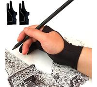 Holyzuel Drawing Glove, Digital Art Glove for Graphic Tablet, Artist Gloves with Two Fingers for iPad, Paper Sketching, Smudge Guard, Palm Rejection, Suitable for Left and Right Hand (2 PCS, Large)