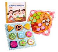 Holz Formenpasspiel Pizza & Kekse - Spielerisch Formen Lernen In Der Kinderküche | Pädagogisches Lernspielzeug Aus Holz Zur Förderung Der Feinmotorik | Für Vorschulkinder Und Kindergarten, Ideal Als