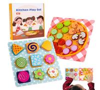 Holz - Lebensmittel Spielzeug Kinderküche - Pizza Kekse Formenpasspiel | Pädagogisches Holzspielzeug Für Kleinkinder Zur Formerkennung | Geeignet Als Geburtstagsgeschenk Mädchen, Fördert Fe