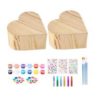 Holz Schmuck Box Bastelset - Kreative Malerei Aufbewahrungs Truhe, Dekorierbare Herz Form Schatzkiste, Kinderfreundliches Design | Fantasievolles Kunst Projekt Für Kinder Geburtstag Geschenk Beschäfti