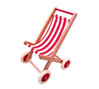 Holz - Wenzel- Bois de hêtre Poussette de poupée, À Rayure, 350009, Wood-Coloured, 40 x 34 x 60 cm